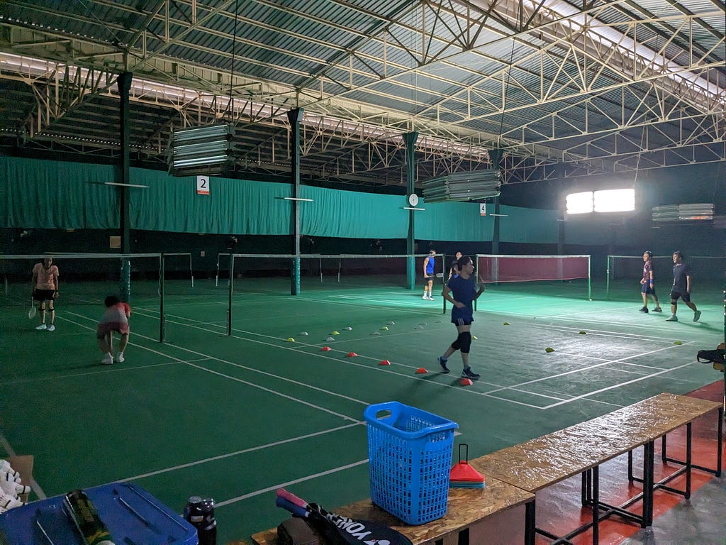Badminton court with colleagues