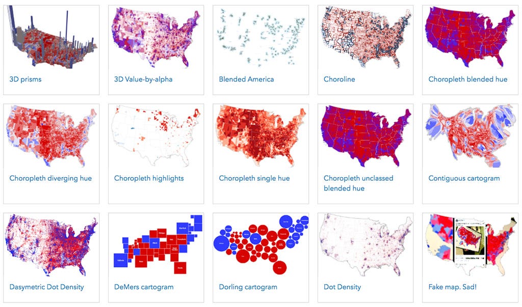 Thematic maps of the 2016 Presidential election by CartoGeek