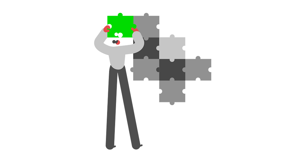 Illustration of a person doing a jigsaw