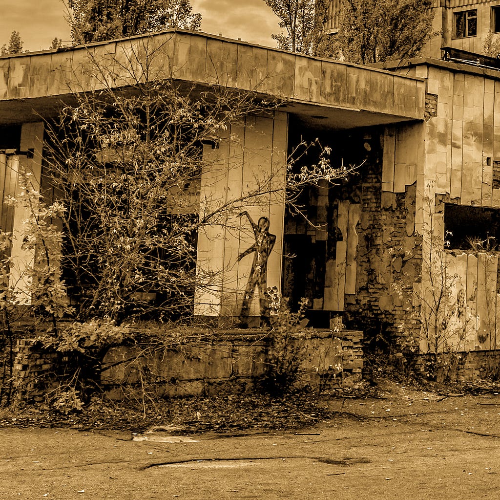 Derelict hotel in Chernobyl.