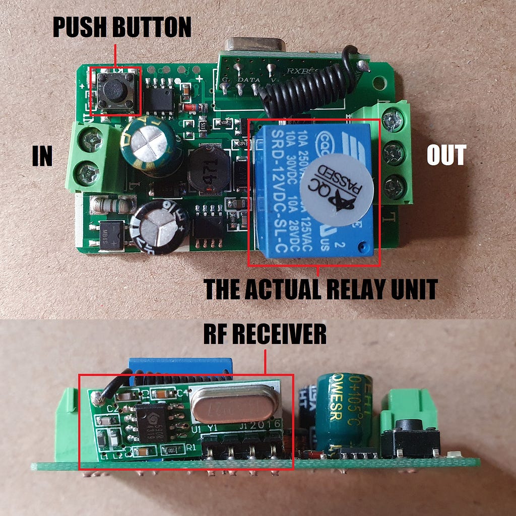Top and side view of the circuit board