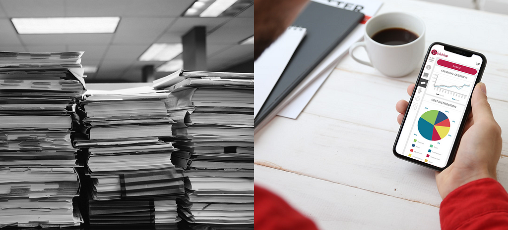 Traditional annual reports vs EnlightAID’s real-time digital reporting