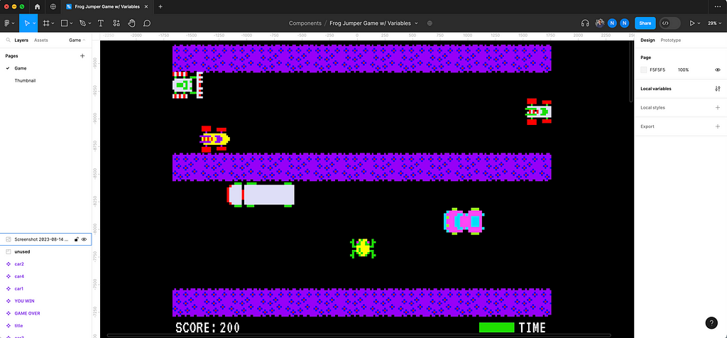 Frogger in Figma