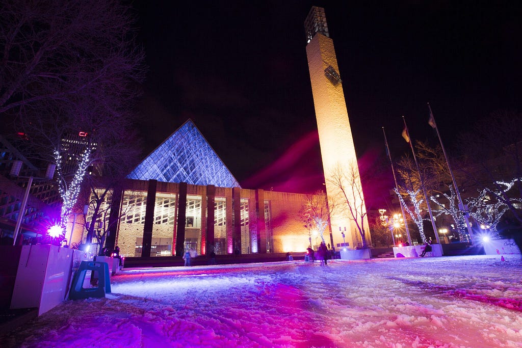 City Hall ice rink at night