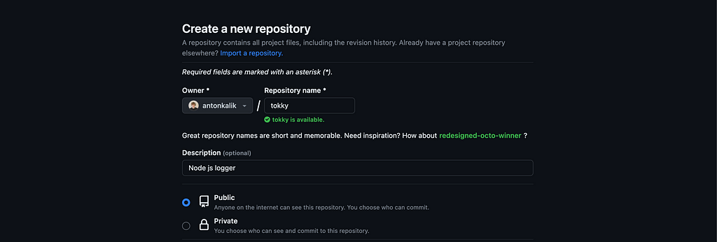 GitHub create repository