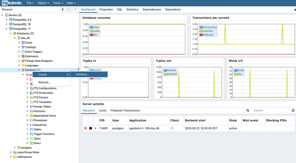 Creating a new schema