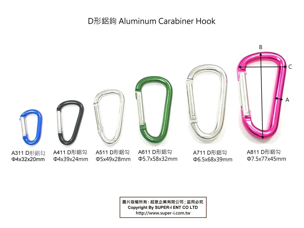 aluminum carabiner hook