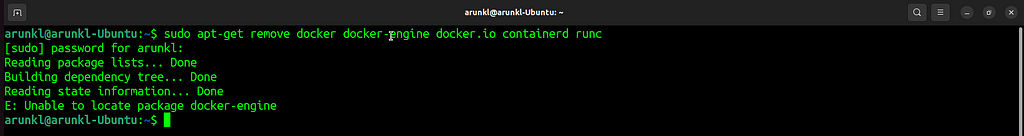 Uninstall old versions of Docker