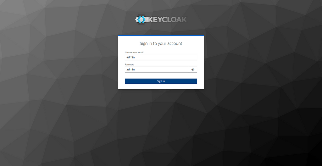 Step 4: Login to the Keycloak admin console