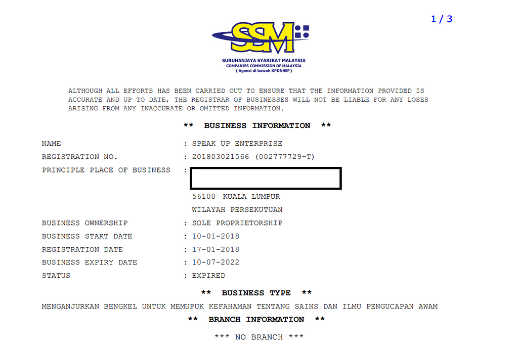 Tharma’s sole prop Speak Up which was closed earlier this year.