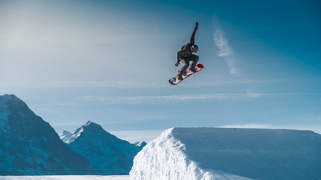 snowboarder taking flight