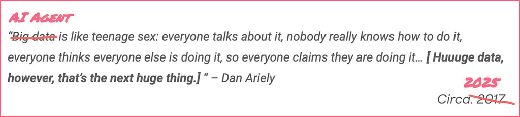 Dan Ariely’s infamous quote about Big Data in 2017 is very applicable to AI Agents in 2025