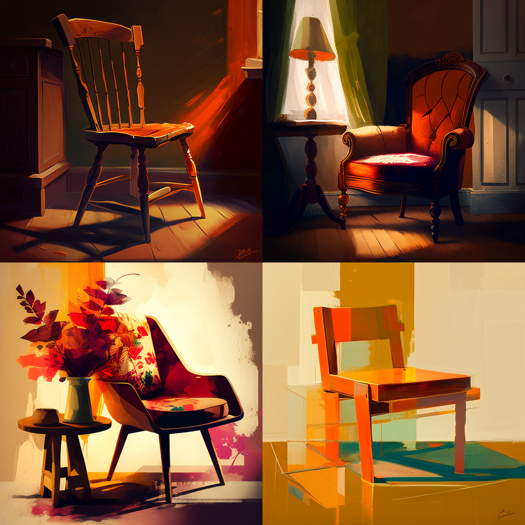 chairs, warm palette