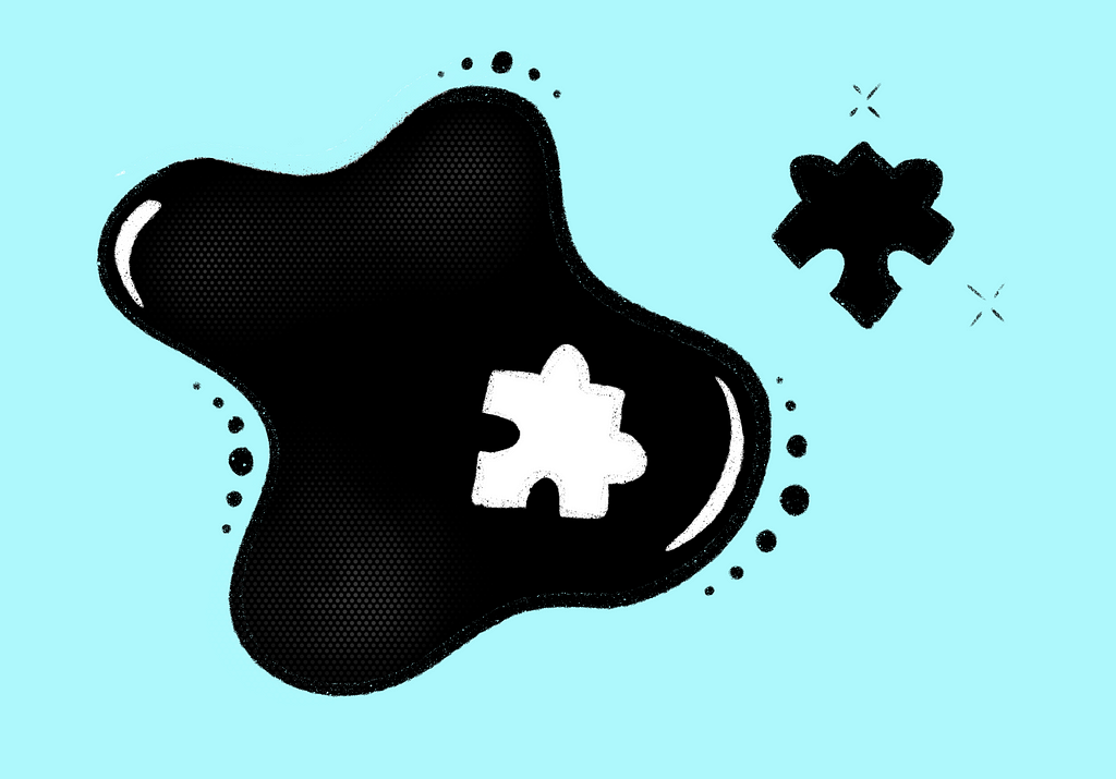 An illustration showing a shape with a missing puzzle piece.