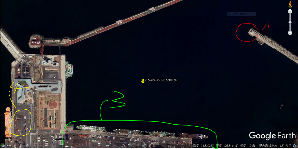 Satellite image of the port