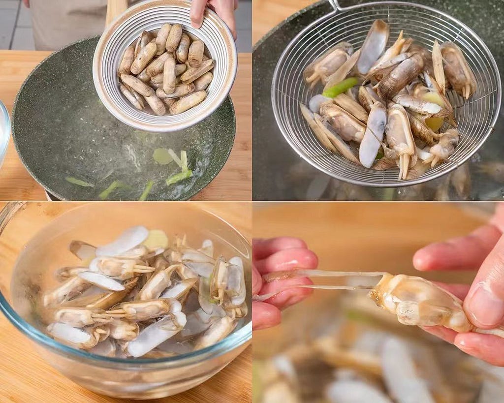 Razor shell, razor fish clam, cook, dish