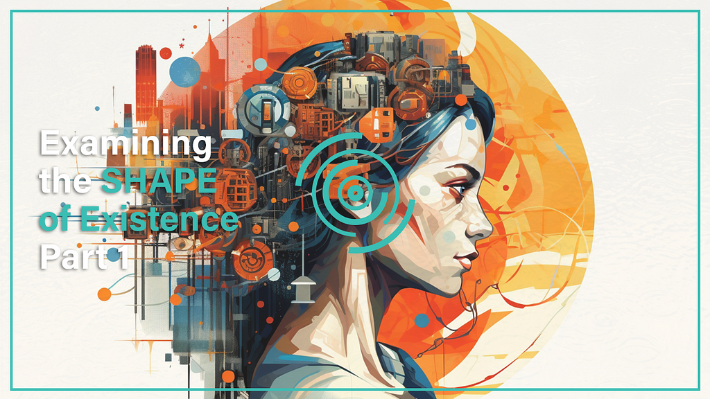 Artwork by the author titled “Inspired Contemplation.” A digital composite illustration featuring the side profile the head of a woman staring into the distance with determination and a clustering of technological elements are overlaid on top of here hair with a mixture of physical and digital motifs symoblizing the mixed technosapien world she has to think about everyday.