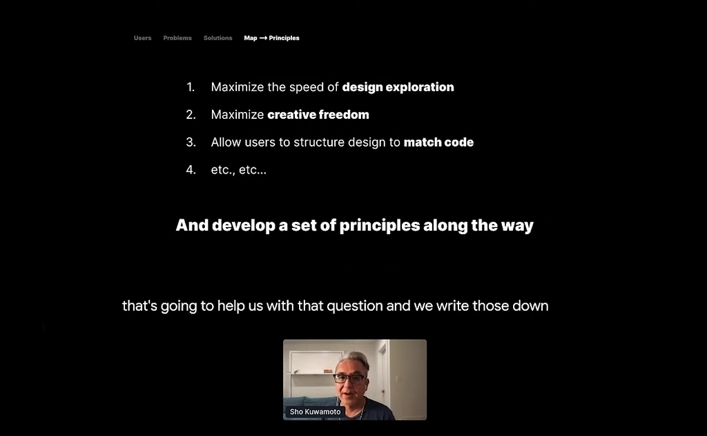 List of principles that the Figma team developed as they synthesized user problems to potential features