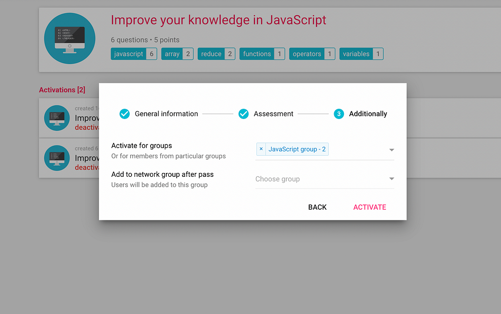 Share tests with predefined groups of people