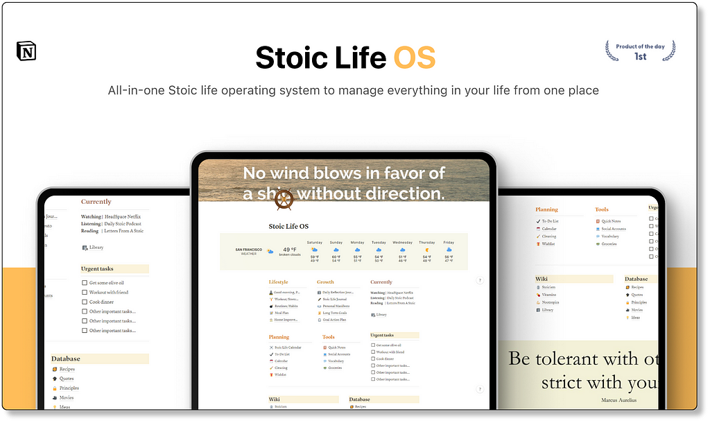 Stoic Life Notion Template