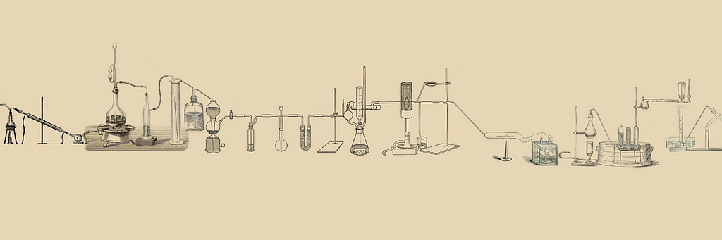 A chain of test tubes