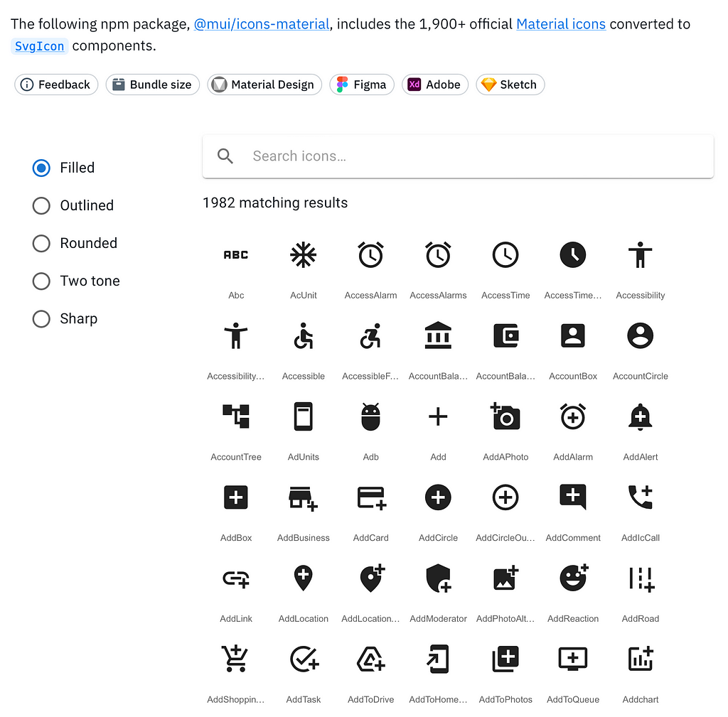 MUI icons from https://mui.com/components/material-icons/