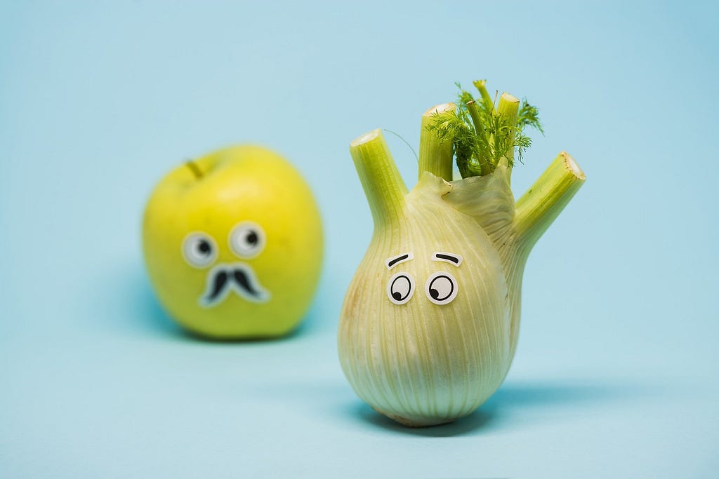 Vegetables with eyes and emotions