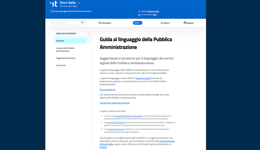 Cattura di schermata della risorsa “Guida al linguaggio della Pubblica Amministrazione”