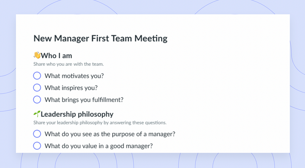 https://fellow.app/meeting-templates/new-manager-first-team-meeting-agenda/
