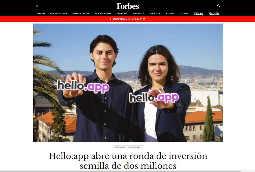 Álvaro Pintado from hello.app at Forbes, Álvaro Pintado Santaularia