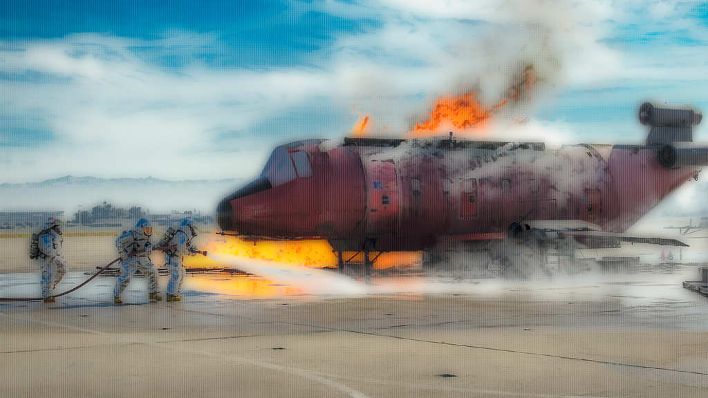 Photograph of aviation firefighters in training