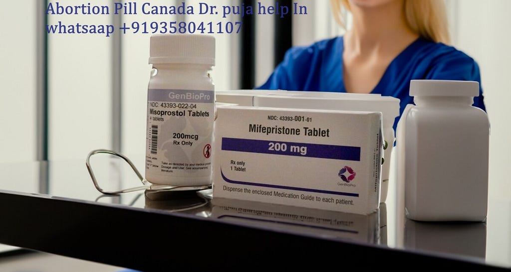 abortion pill mifepristone misoprostol medicine box with famale doctor inside canada abortion clinic