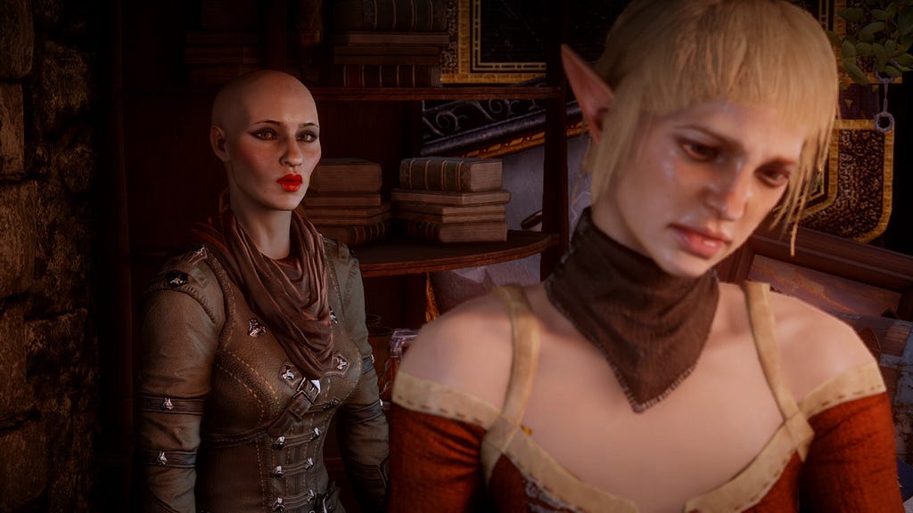 Sera and the Inquisitor in Dragon Age Inquisition.