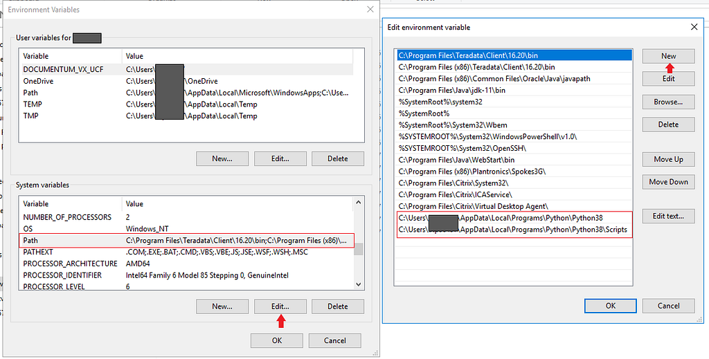 How to set path variable environment variable after installing python 