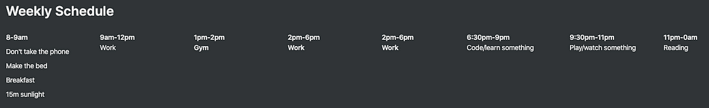 My week schedule