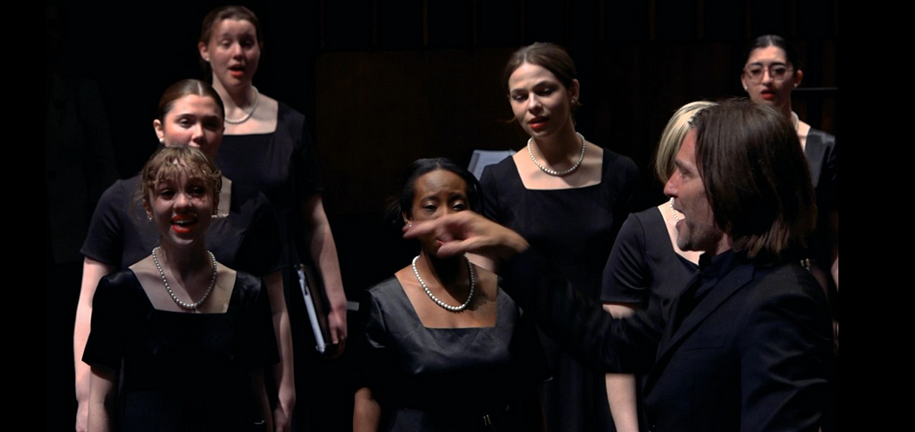 Eric Whitacre conducting the Montclair Choir during the Friday performance.