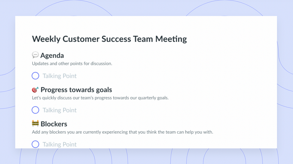 https://fellow.app/meeting-templates/weekly-customer-success-team-meeting-agenda-template/