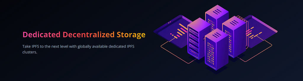 An image showing the IPFS Storage options that Nirvana Labs offers. You can easily access IPFS decentralized storage through Nirvana Labs and Nirvana Cloud. Nirvana Labs is the number 1 provider of storage for the Blockchain and Web3 space.