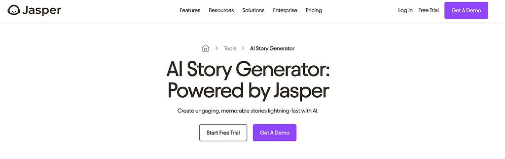 Jasper AI story generator