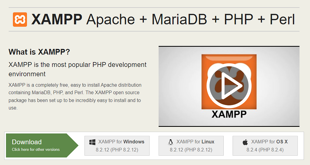 Screenshot of XAMPP homepage