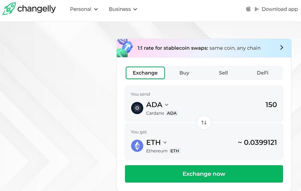 Where to swap ADA to ETH