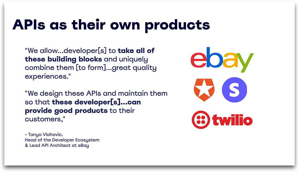 A graphic that displays a quote from eBay’s former head of developer ecosystem