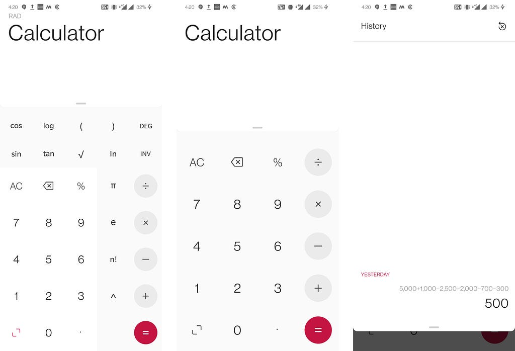 Image of a calculator interphse on mobile.