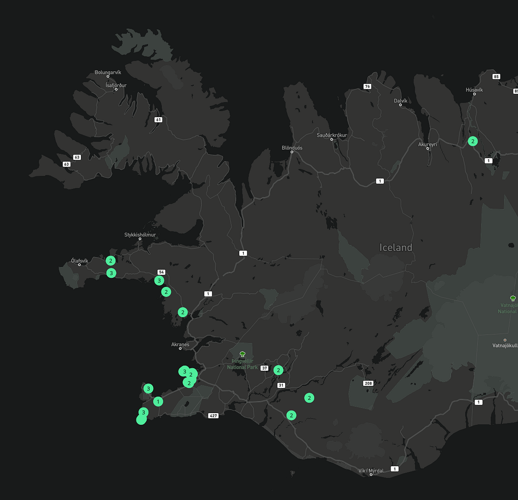 Numbers of people share their location when see Northern Lights on hello aurora app