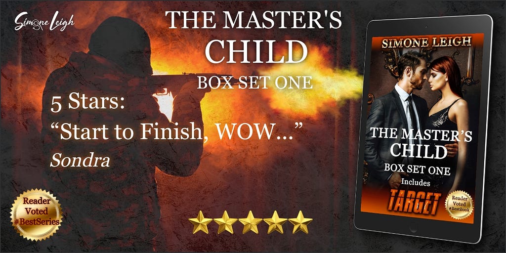 A gunman illustrating the book cover for ‘The Master’s Child’ Box Set One by Simone Leigh