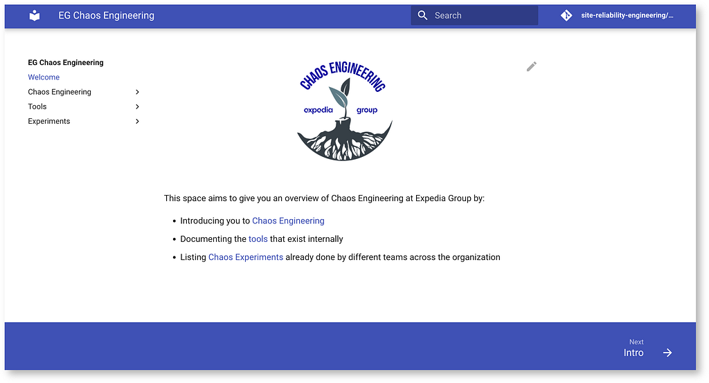 Internal documentation site for the Chaos Engineering framework.