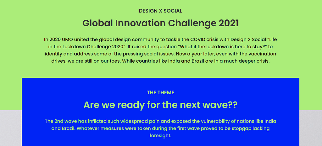 It is a screenshot from the UMO Design website that shows the theme of the challenge. The description on image is discussed below in the case study.