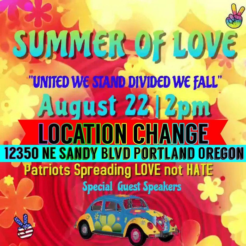 “Summer of Love” flier for far-right rally in Portland.