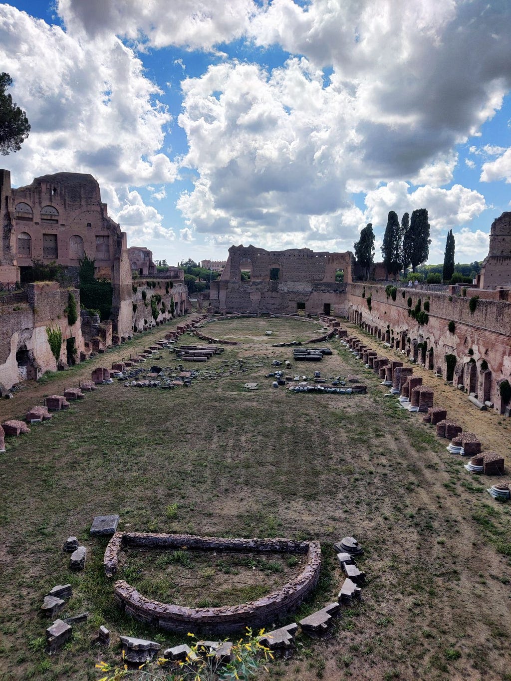 Palatine hill in Rome on a cloudy day