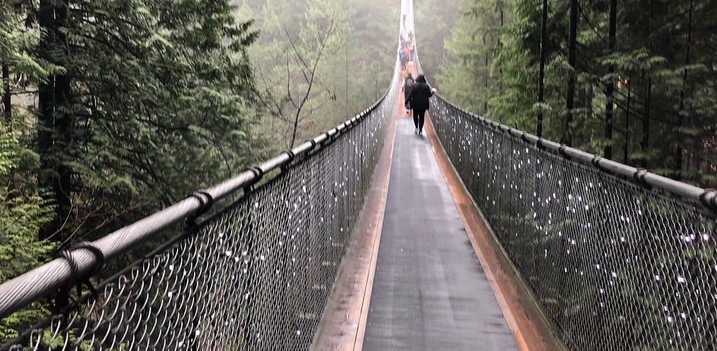 Long hanging bridge, where the end can not be seen.